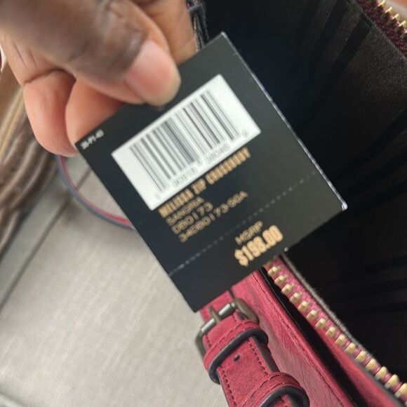 Frye Melissa Wine Zip Leather Crossbody Bag - Picture 6 of 9